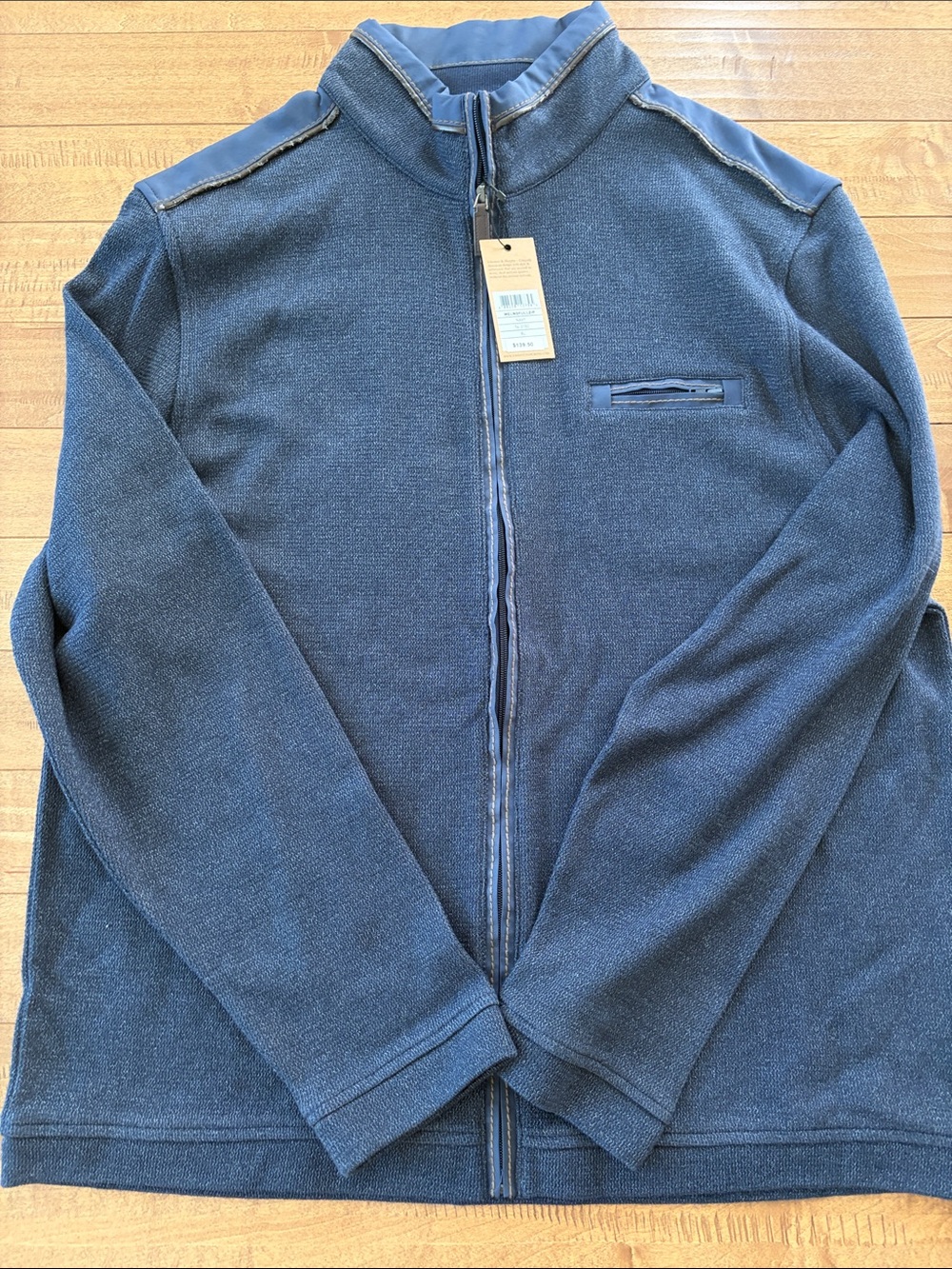 NEW! Johnston & Murphy Men's XL Full-Zip Knit Jacket in Navy
